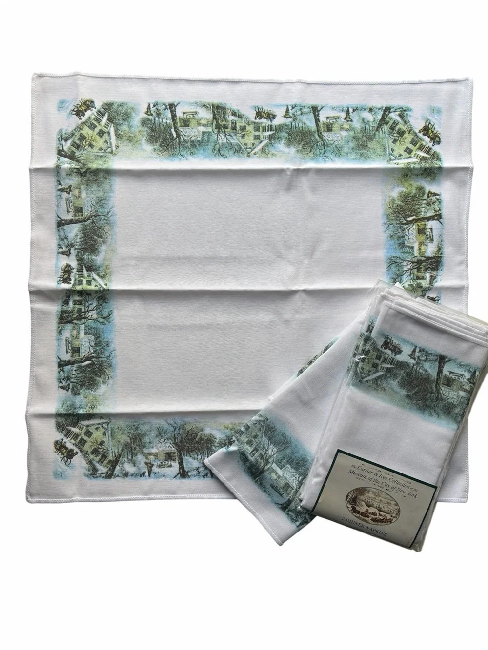 Currier & Ives Collection Museum City of New York Cotton Napkins Set of 4
